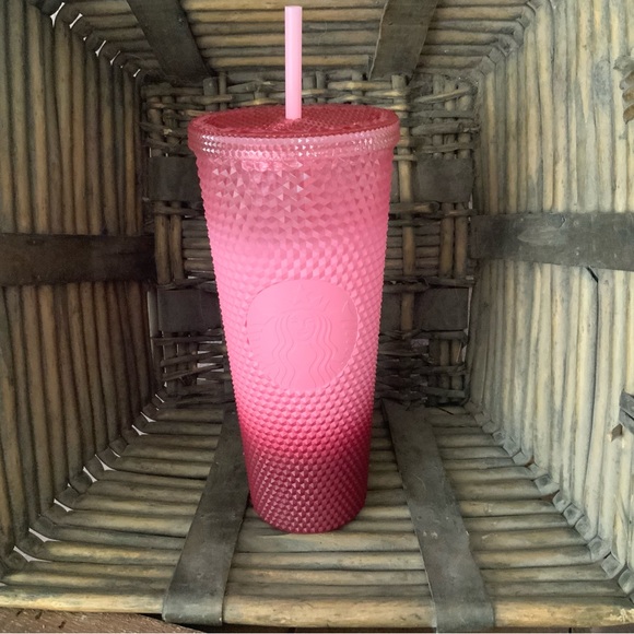 Starbucks 2022 Holiday Waxberry Blush Pink Ombre Studded Venti Tumbler 24 oz NEW - Picture 2 of 4